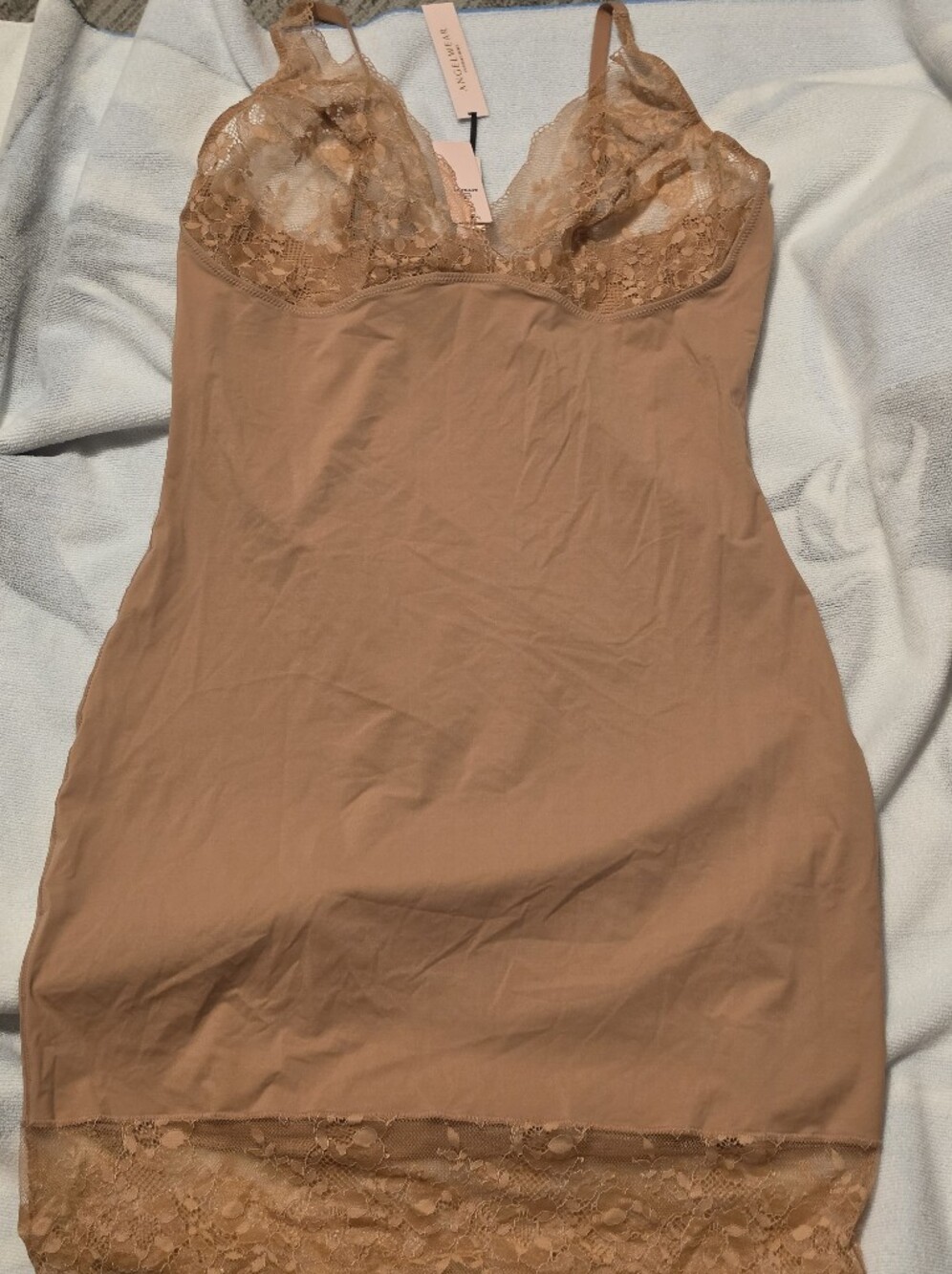 Victoria's Secret Lace-Trim Slip in Nude Tan